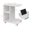 Prévente SoBuy FBT48-W Table d'appoint C-Fonctionnelle avec 2 étagères de Rangement & Support pour Tablette, Table Basse Moderne sur roulettes, Blanche