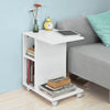 Prévente SoBuy FBT48-W Table d'appoint C-Fonctionnelle avec 2 étagères de Rangement & Support pour Tablette, Table Basse Moderne sur roulettes, Blanche