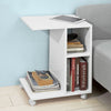 Prévente SoBuy FBT48-W Table d'appoint C-Fonctionnelle avec 2 étagères de Rangement & Support pour Tablette, Table Basse Moderne sur roulettes, Blanche