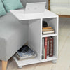 Prévente SoBuy FBT48-W Table d'appoint C-Fonctionnelle avec 2 étagères de Rangement & Support pour Tablette, Table Basse Moderne sur roulettes, Blanche
