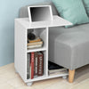 Prévente SoBuy FBT48-W Table d'appoint C-Fonctionnelle avec 2 étagères de Rangement & Support pour Tablette, Table Basse Moderne sur roulettes, Blanche