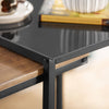 SoBuy FBT99-F Tables Basses Gigognes, Lot de 2, Tables d'Appoint Empilables, Bouts de Canapé, Tables de Salon en Bois et Verre Trempé avec Cadre en Métal Robuste