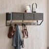 SoBuy FHK26-N Portemanteau Mural Meuble d’Entrée Vestiaire Portant à Vêtements Étagère Murale avec 3 Paniers et 7 Crochets Doubles, Style Industriel 100x20x30 cm