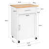 SoBuy FKW102-WN Desserte de Cuisine à Roulettes avec Plan de Travail, 1 Tiroir, 1 Porte et Porte-Torchon, Charge 45 kg – 68x46x90 cm, Blanc et Naturel