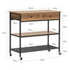 SoBuy FKW112-PF Desserte de Cuisine à Roulettes – Style Industriel, 2 Tiroirs, 2 Étagères, 60 kg, 100×45×93 cm