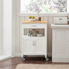 SoBuy FKW22-WN Desserte de Cuisine à Roulettes – Plan de Travail INOX, 1 Tiroir, 2 Portes, 60×45×92 cm, Blanc