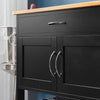 SoBuy FKW45-SCH Desserte de Cuisine sur Roulettes avec Casier à Vin – Plan de Travail Bois Massif, 1 Tiroir, 2 Portes, Noir, 67×38×86 cm