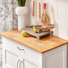 SoBuy FKW45-WN Desserte cuisine bois massif 67 cm avec plan en hévéa, tiroir et casier à vin – Blanc et naturel