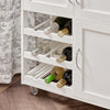 SoBuy FKW45-WN Desserte cuisine bois massif 67 cm avec plan en hévéa, tiroir et casier à vin – Blanc et naturel