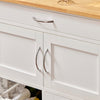 SoBuy FKW45-WN Desserte cuisine bois massif 67 cm avec plan en hévéa, tiroir et casier à vin – Blanc et naturel