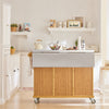 SoBuy FKW69-N Desserte de Cuisine à Roulettes, Plan de Travail INOX Extensible 46→71cm, 2 Tiroirs, Étagères Réglables, Charge 100 kg – 115x46x92 cm