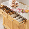SoBuy FKW70-N Îlot Central de Cuisine sur Roulettes, Plan de Travail INOX, 4 Tiroirs, Chariot Mobile avec Rangement – 115x46x92cm, Naturel