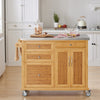 SoBuy FKW70-N Îlot Central de Cuisine sur Roulettes, Plan de Travail INOX, 4 Tiroirs, Chariot Mobile avec Rangement – 115x46x92cm, Naturel