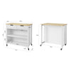 SoBuy FKW74-WN Desserte de Cuisine à Roulettes – Plan de Travail 100×60 cm, 2 Tiroirs, 2 Étagères, Charge 60 kg, Blanc