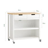 SoBuy FKW74-WN Desserte de Cuisine à Roulettes – Plan de Travail 100×60 cm, 2 Tiroirs, 2 Étagères, Charge 60 kg, Blanc