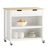 SoBuy FKW74-WN Desserte de Cuisine à Roulettes – Plan de Travail 100×60 cm, 2 Tiroirs, 2 Étagères, Charge 60 kg, Blanc