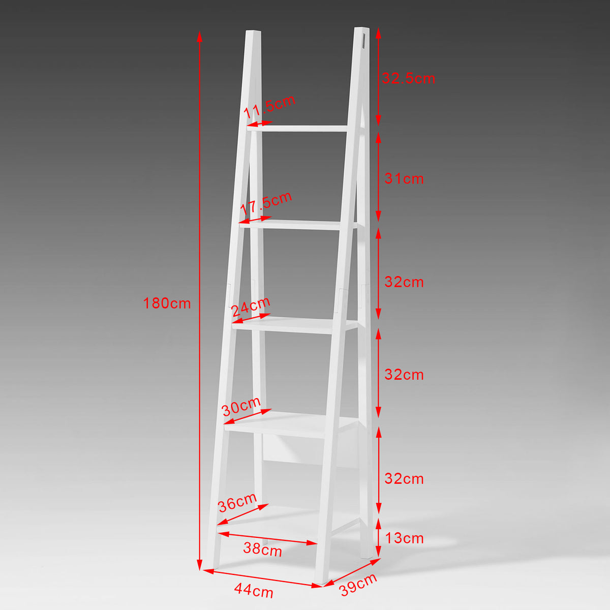 sobuyes.shopG101-W Étagère style échelle Bibliothèque, 5 étages –Blanc