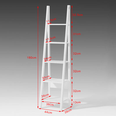 sobuyes.shopG101-W Étagère style échelle Bibliothèque, 5 étages –Blanc