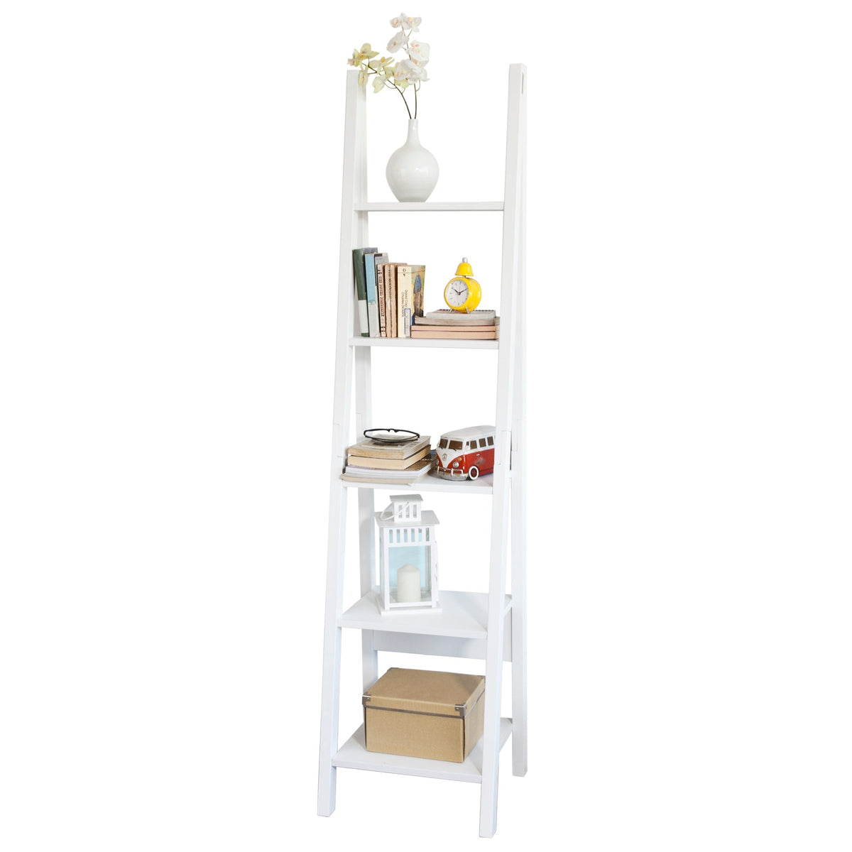 sobuyes.shopG101-W Étagère style échelle Bibliothèque, 5 étages –Blanc