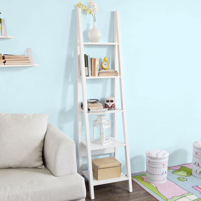 sobuyes.shopG101-W Étagère style échelle Bibliothèque, 5 étages –Blanc
