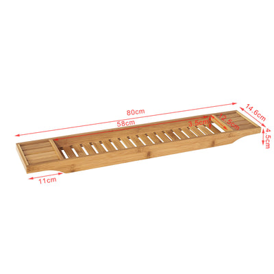 sobuyes.shopG212-N Plateau de Baignoire Extra Long et Verni avec Support Verre à Vin et Bougie, Design Fonctionnel, Usage Quotidien, Pratique – Bambou, Naturel