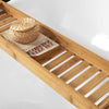 Prévente sobuyes.shopG212-N Plateau de Baignoire Extra Long et Verni avec Support Verre à Vin et Bougie, Design Fonctionnel, Usage Quotidien, Pratique – Bambou, Naturel