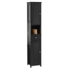 sobuyes.shopG236-DG Meuble Colonne Salle de Bain Armoire Rangement Haute avec 2 Portes, 1 Tiroir et Niche Ouverte Meuble de Range