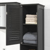 sobuyes.shopG236-DG Colonne Salle de Bain avec 2 Portes, 1 Tiroir et Niche Ouverte, pour Salle de Bain et WC, Rangement Optimisé – L32×P30×H170 cm, Gris Foncé