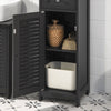 sobuyes.shopG236-DG Colonne Salle de Bain avec 2 Portes, 1 Tiroir et Niche Ouverte, pour Salle de Bain et WC, Rangement Optimisé – L32×P30×H170 cm, Gris Foncé
