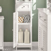 sobuyes.shopG236-W Colonne de Salle de Bain – 32 cm, 2 Portes Persiennes, Tiroir et Niche, Blanc