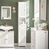 sobuyes.shopG236-W Colonne de Salle de Bain – 32 cm, 2 Portes Persiennes, Tiroir et Niche, Blanc