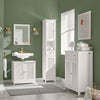 sobuyes.shopG236-W Colonne de Salle de Bain – 32 cm, 2 Portes Persiennes, Tiroir et Niche, Blanc
