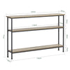 SoBuy FSB49-PZ Table Console Meuble Entrée Couloir avec 3 Étagères de Rangement, Étagères arrière Canapé, Style Industriel pour Salon ou Hall - L120xP20xH77cm, Métal & Bois