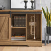 SoBuy FSB60-BR Buffet Meuble de Rangement avec Porte de Grange Coulissante, Commode Multifonction pour Entrée Salon Cuisine – 120x40x70 cm, Marron Clair