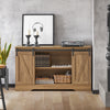 SoBuy FSB60-BR Buffet Meuble de Rangement avec Porte de Grange Coulissante, Commode Multifonction pour Entrée Salon Cuisine – 120x40x70 cm, Marron Clair