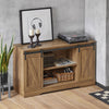 SoBuy FSB60-BR Buffet Meuble de Rangement avec Porte de Grange Coulissante, Commode Multifonction pour Entrée Salon Cuisine – 120x40x70 cm, Marron Clair
