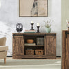 SoBuy FSB60-N Buffet Cuisine avec Porte de Grange Coulissante et 2 Étagères Réglables – L120×P40×H70 cm, Charge 50 kg, Panneaux E1, Naturel
