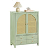 SoBuy FSB72-GR Meuble d’Entrée Rotin Vert – 4 Tiroirs, Style Bohème Naturel