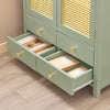 SoBuy FSB72-GR Meuble d’Entrée Rotin Vert avec 4 tiroirs 70x34x90cm, Style Bohème Naturel