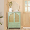 SoBuy FSB72-GR Meuble d’Entrée Rotin Vert avec 4 tiroirs 70x34x90cm, Style Bohème Naturel