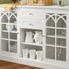 SoBuy FSB79-W Buffet Cuisine avec 2 Portes Vitrées, 2 Tiroirs et 2 Compartiments, pour Cuisine et Salle à Manger, Rangement Optimisé – L120×P39×H78 cm, Blanc