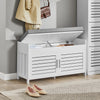 SoBuy FSR102-W Banc à Chaussures avec Coussin Rembourré, Coffre et 2 Portes de Rangement pour Entrée – 90x33x50 cm, Blanc