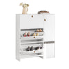 SoBuy FSR107-W Armoire à Chaussures avec Tabouret, 1 Porte et 3 Abattants, Meuble d'Entrée – 95x30x121 cm, Blanc