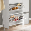 SoBuy FSR107-W Armoire à Chaussures avec Tabouret, 1 Porte et 3 Abattants, Meuble d'Entrée – 95x30x121 cm, Blanc