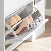 SoBuy FSR107-W Armoire à Chaussures avec Tabouret, 1 Porte et 3 Abattants, Meuble d'Entrée – 95x30x121 cm, Blanc