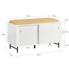 SoBuy FSR116-W Banc à Chaussures avec Coussin Rembourré, 2 Portes Coulissantes et 4 Étagères pour Entrée – 85x37x49 cm, Blanc
