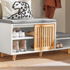 SoBuy FSR125-WN Banc à Chaussures avec Coussins Rembourrés sur Pieds pour Entrée Couloir – 101x35x46 cm, Blanc et Naturel