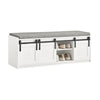 SoBuy FSR133-W Banc à Chaussures avec Porte de Grange Coulissante et 6 Compartiments pour Entrée – 120x35x45 cm, Blanc