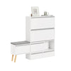 SoBuy FSR134-W Banc à Chaussures Modulable avec Armoire sur Pieds, Meuble d'Entrée – 124x24x126 cm, Blanc