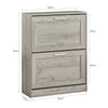 SoBuy FSR137-HG Armoire à Chaussures 2 Abattants Réglables, Slim pour Entrée Couloir – Gris Effet Bois